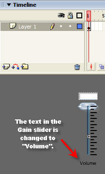 The text in the Gain slider is changed.